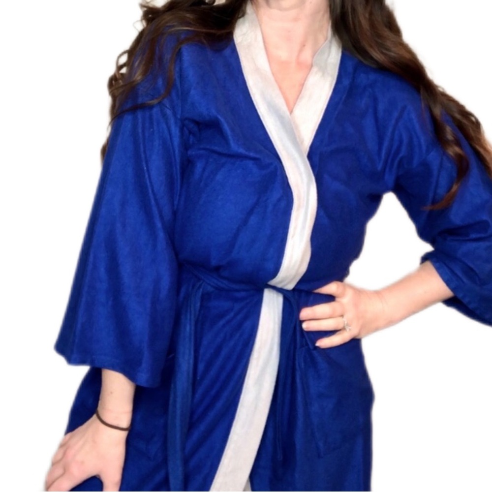 Westchester Classics VINTAGE Royal Blue Gray House Robe Unisex Men’s Women’s